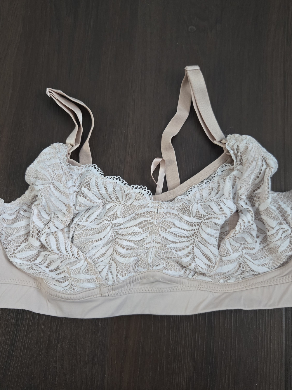 Lace Overlay Pumping And Nursing Soft Support Bra in Beige
